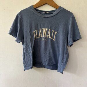 John Gault Cropped T-shirt Womens One Size Blue Hawaii Short Sleeve Top Tee